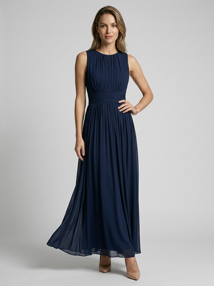 Robe femme mousseline de polyester taille marquée élégante – Image 2