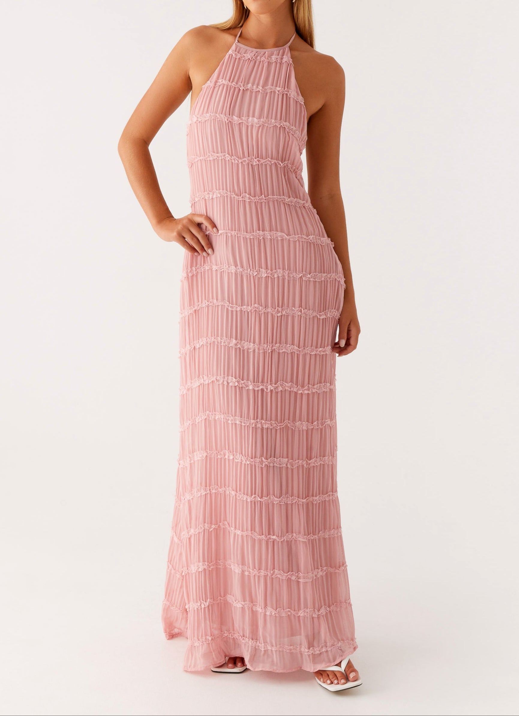 Robe femme fluide halter ajustable doublée mariage – Image 2