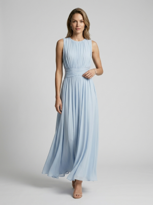 Robe femme mousseline de polyester taille marquée élégante