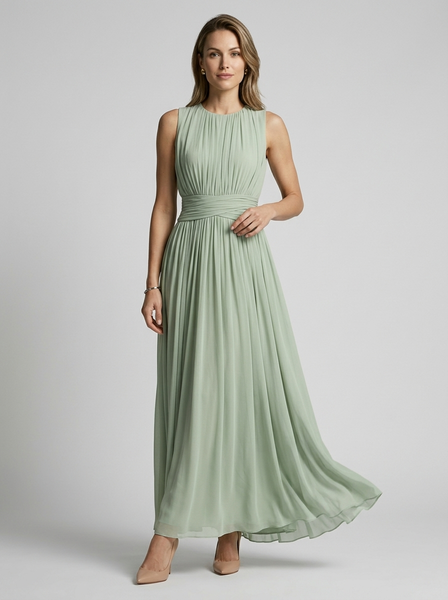 Robe femme mousseline de polyester taille marquée élégante – Image 4
