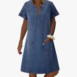 Robe femme midi décontractée à manches et poches