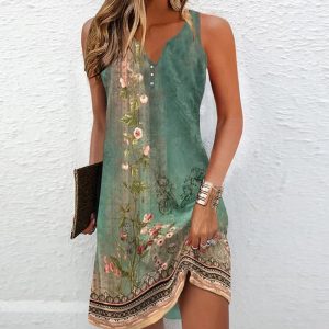 Robe femme décontractée fluide motif estival