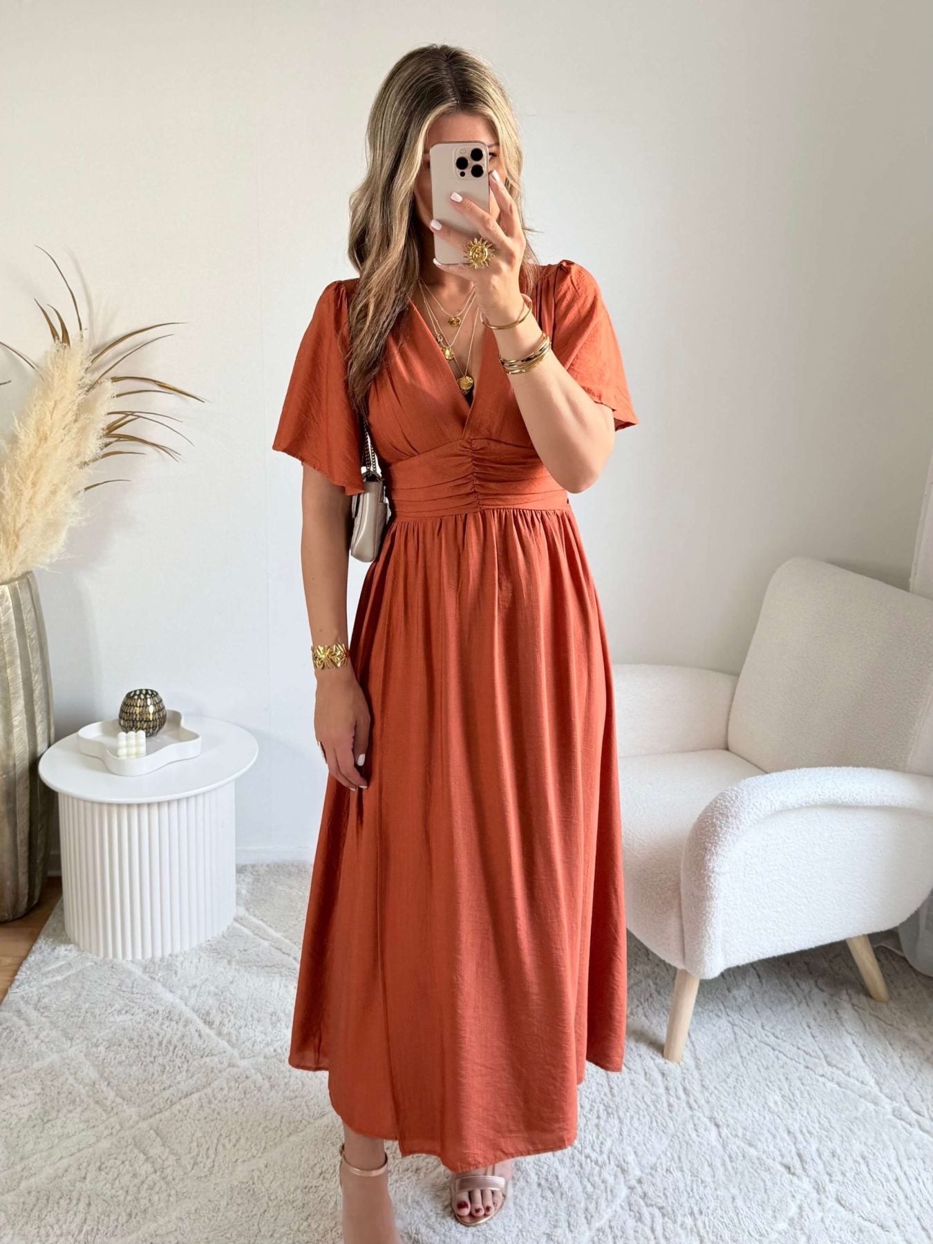 Robe femme terracotta, disponible en grandes tailles – Image 2