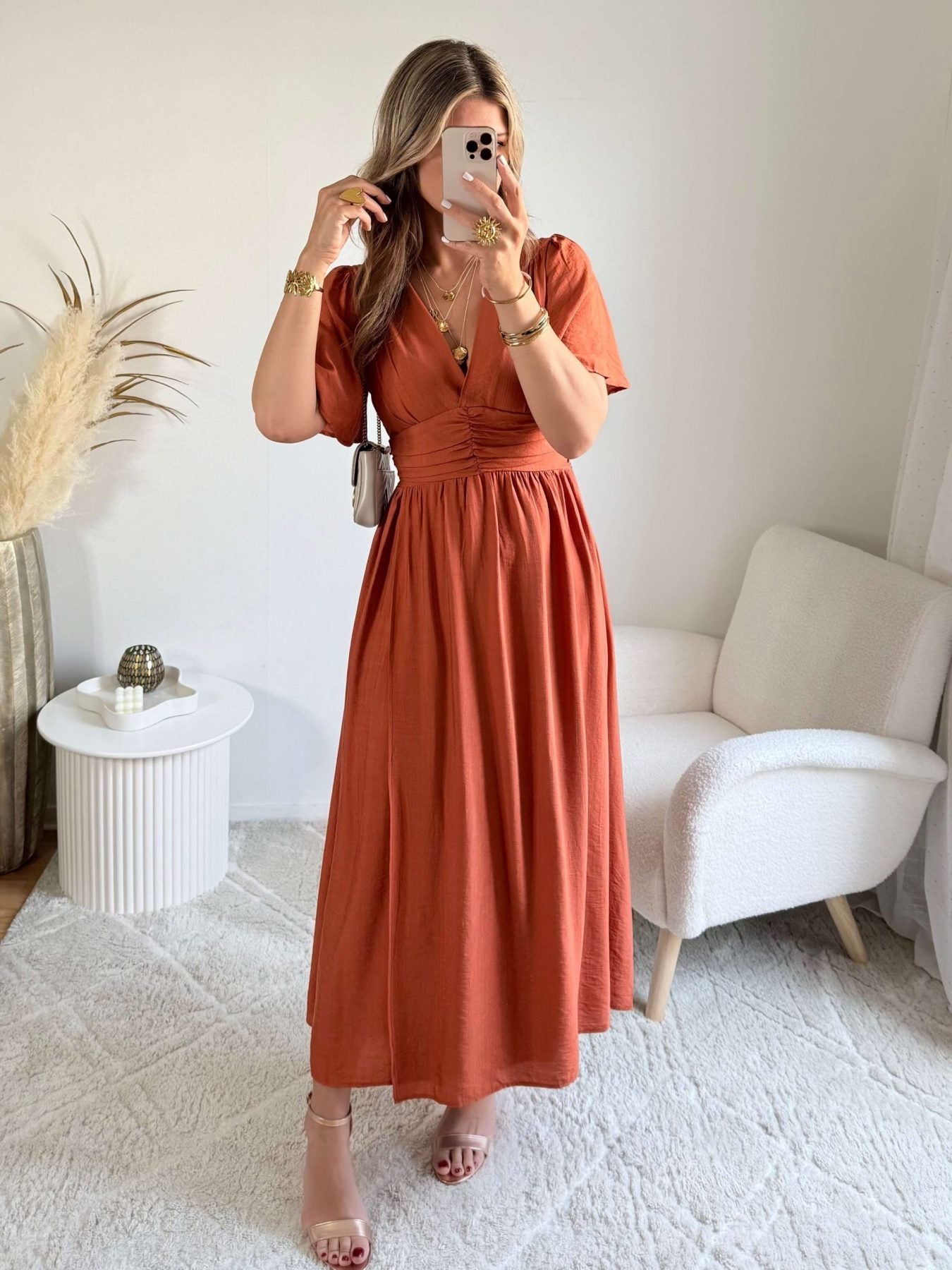Robe femme terracotta, disponible en grandes tailles – Image 7