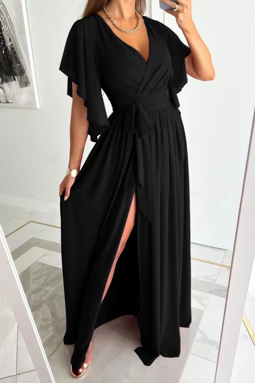 Robe longue femme fluide encolure en V – Image 3