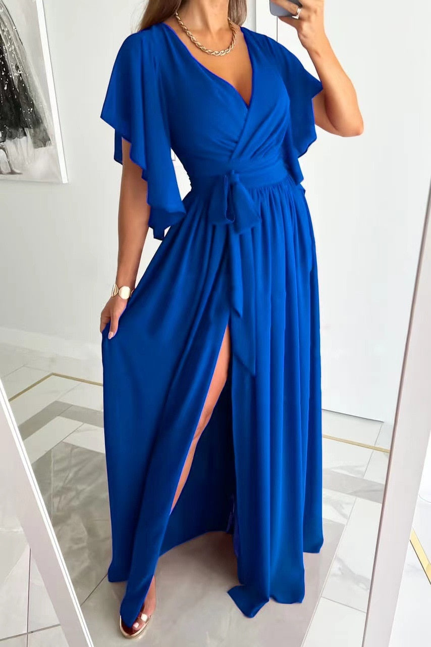 Robe longue femme fluide encolure en V – Image 4