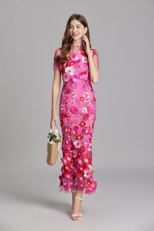 Robe femme longue florale sans manches élégante
