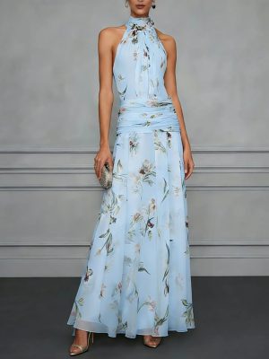Robe femme mousseline coupe trapèze taille nouée