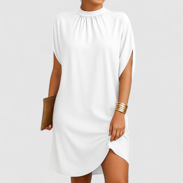 Robe femme coupe ajustée décolleté froncé épaules découpées – Image 4