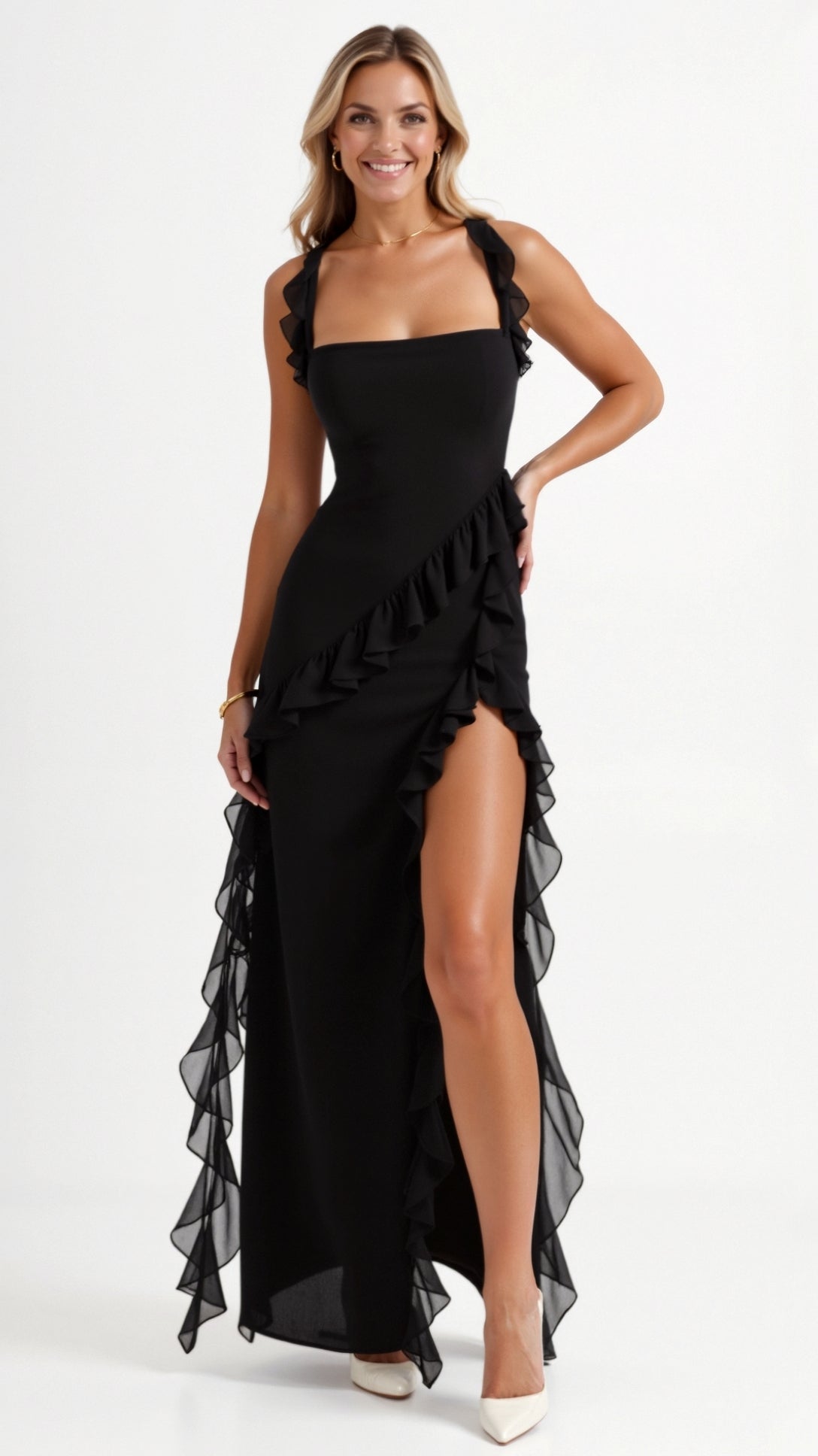 Robe femme longue à fente avant et haut ajusté – Image 6