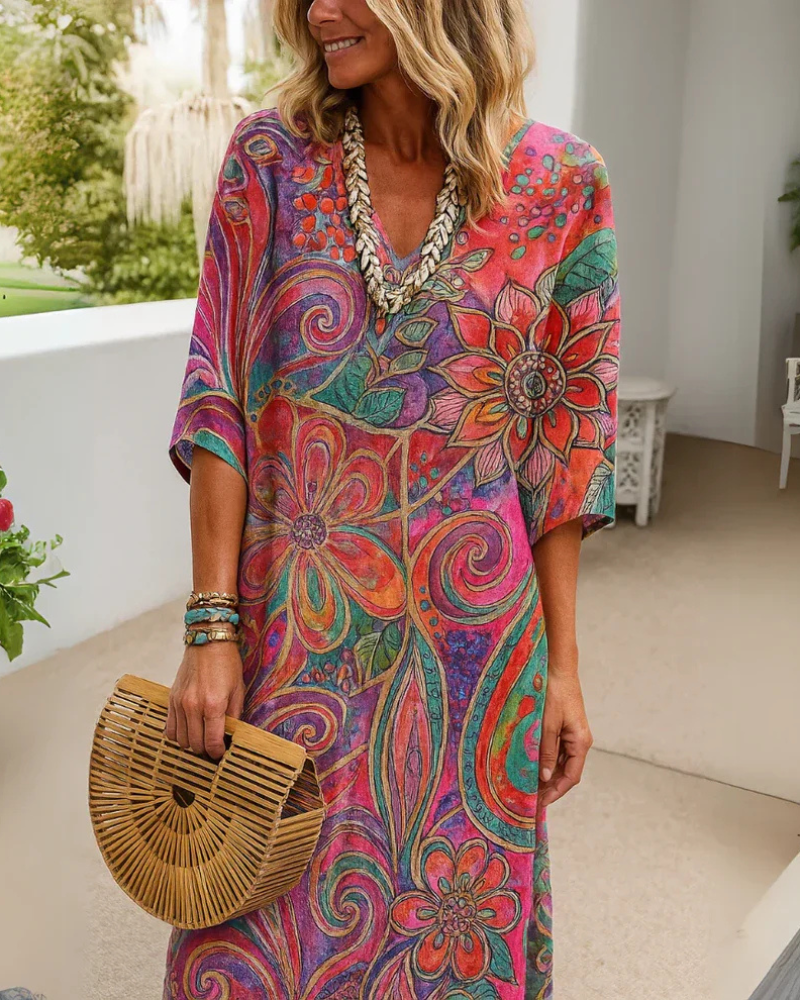 Robe femme ample manches mi-longues longueur genou