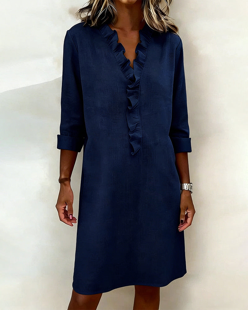 Robe femme coton lin respirante manches longues – Image 3