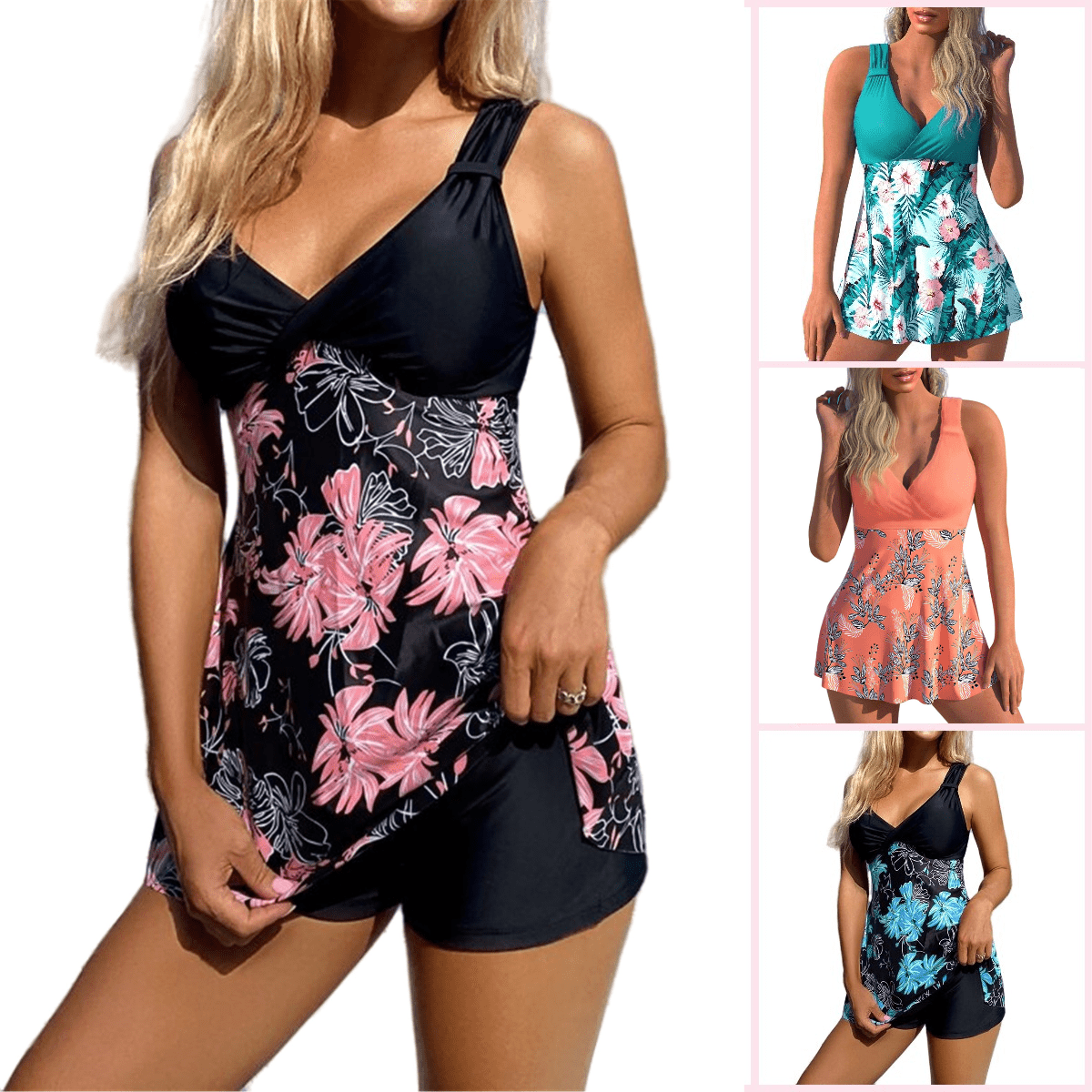 Maillot de bain femme deux pièces jupe fendue séchage rapide – Image 7