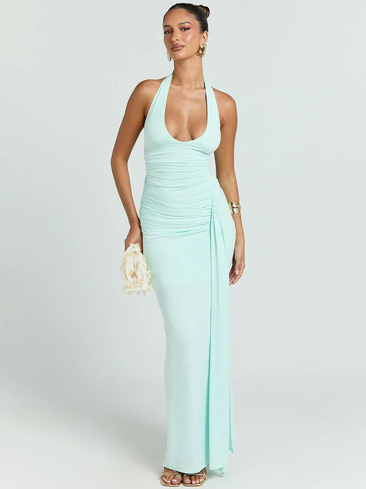 Robe femme maxi décolleté V plongeant dos nu – Image 2