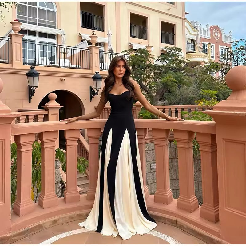 Robe femme longue décolleté cœur ourlet évasé – Image 2