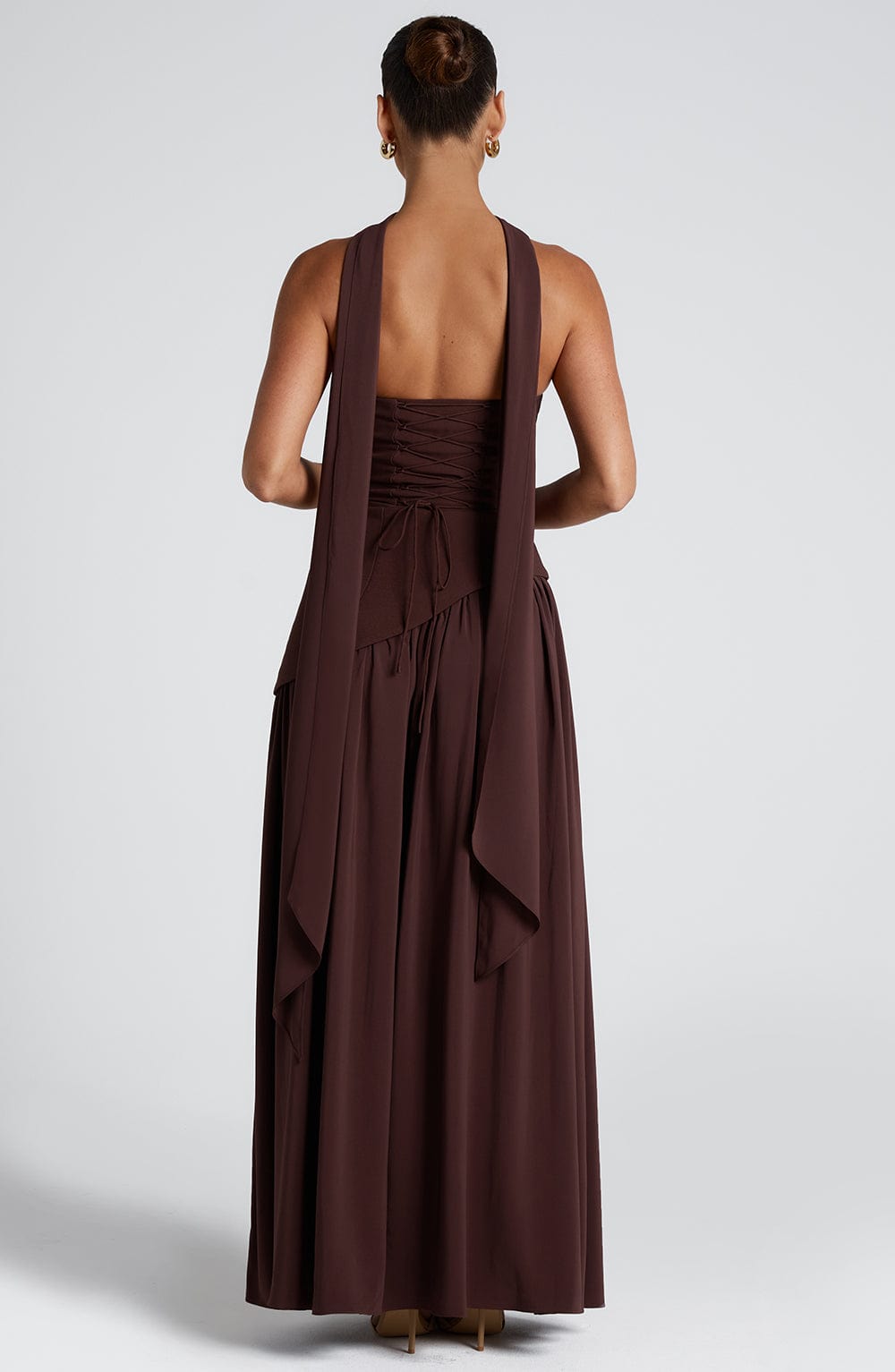 Robe femme décolleté bandeau asymétrique fente haute – Image 16