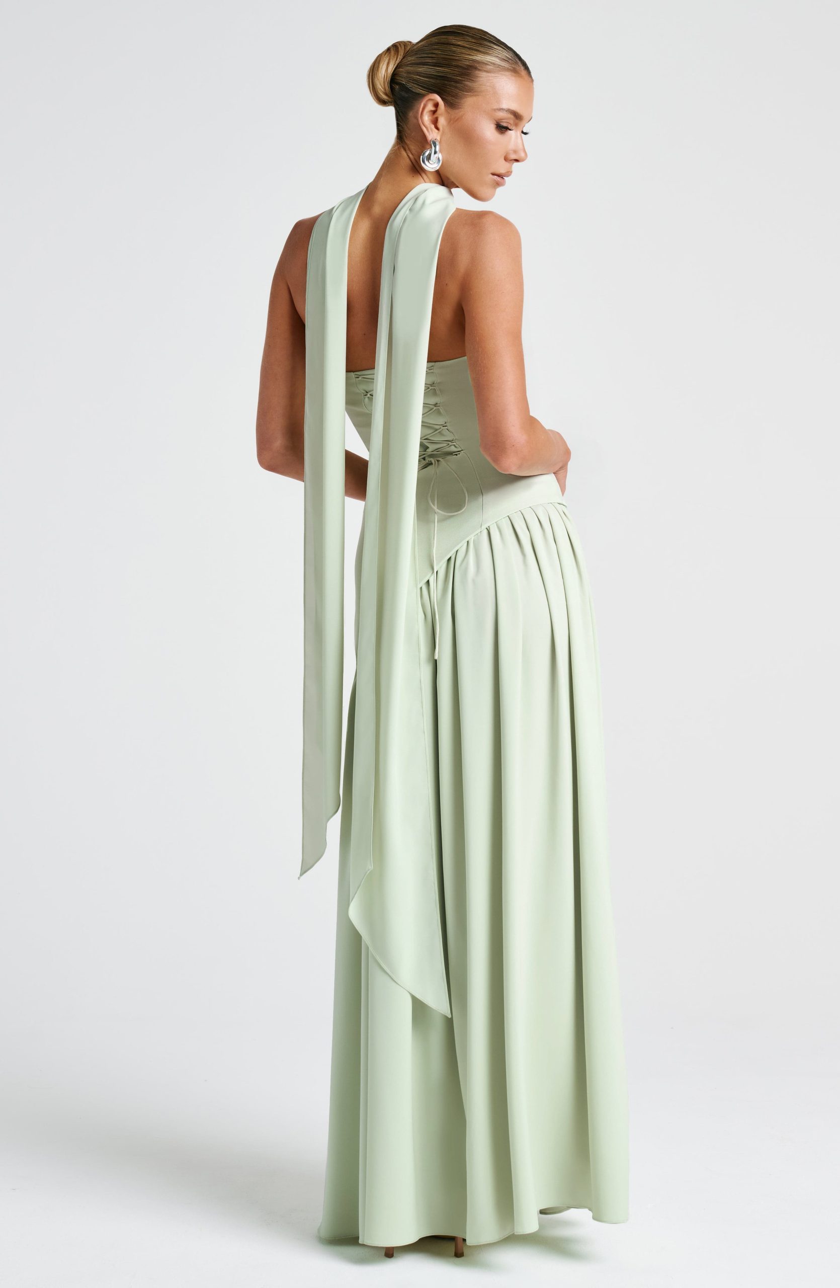 Robe femme décolleté bandeau asymétrique fente haute – Image 19
