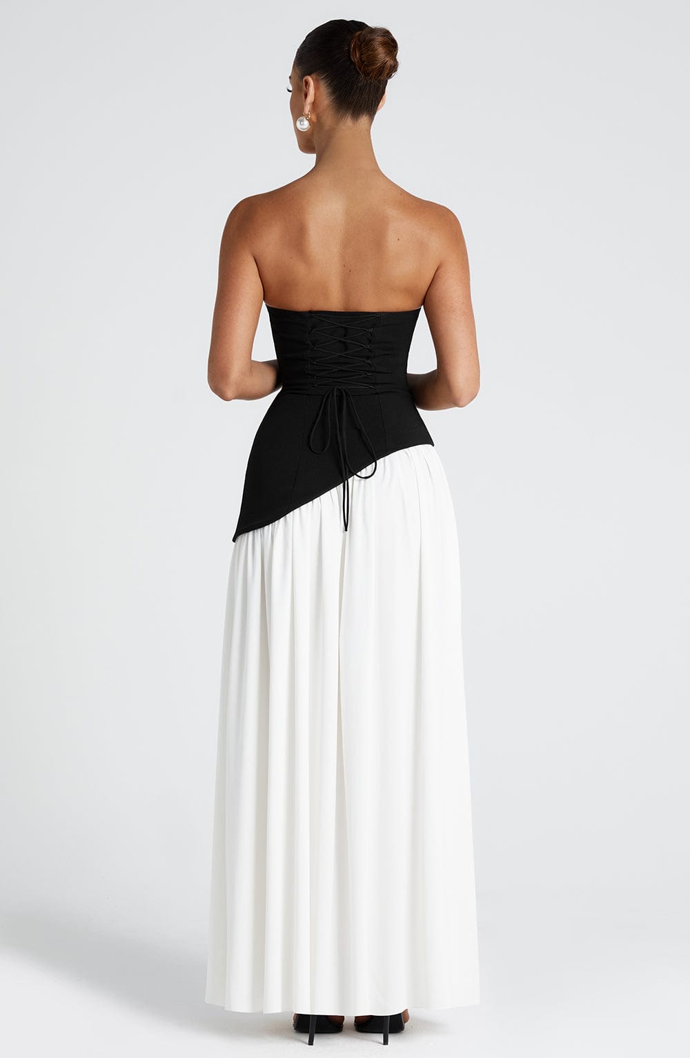 Robe femme décolleté bandeau asymétrique fente haute – Image 7