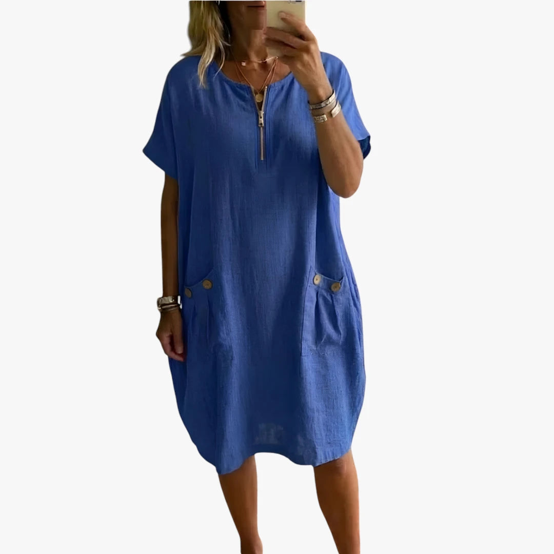 Robe femme boutonnée intégrale col classique décontractée