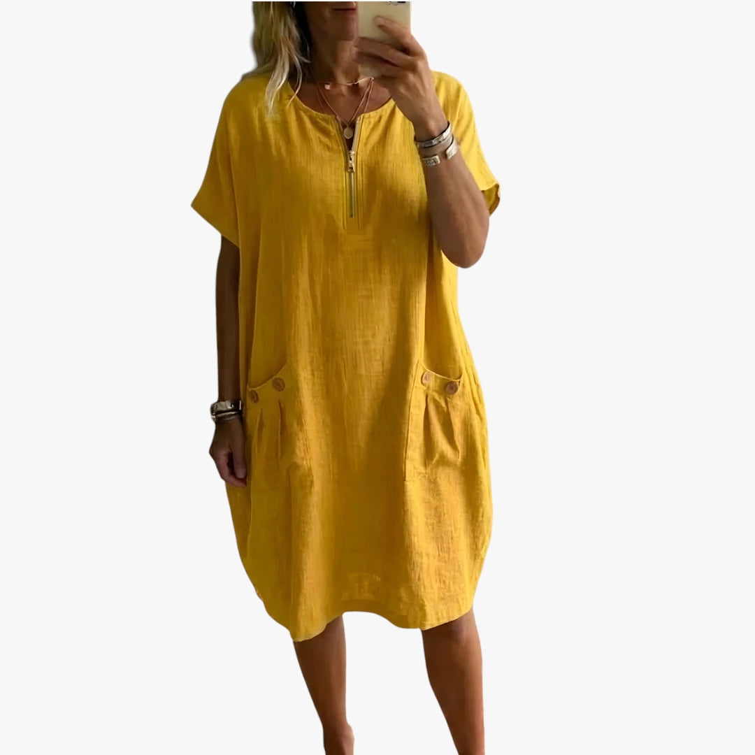 Robe femme boutonnée intégrale col classique décontractée – Image 3