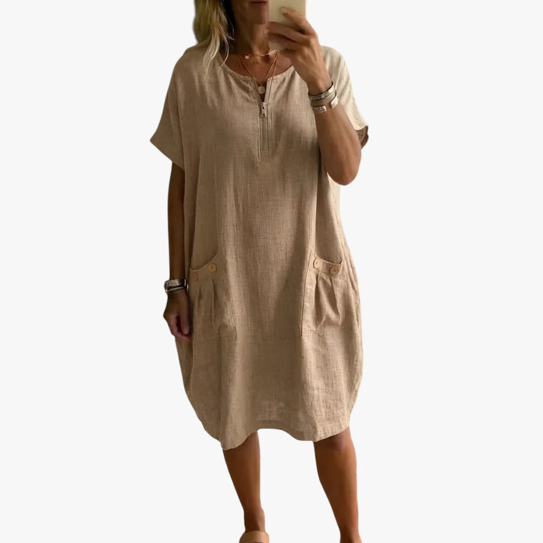 Robe femme boutonnée intégrale col classique décontractée – Image 4