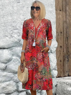 Robe femme col V légère et respirante