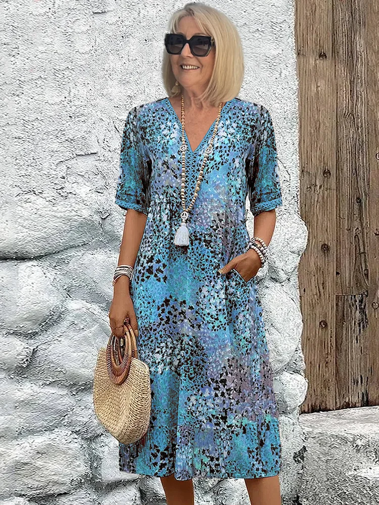 Robe femme col V légère et respirante – Image 2