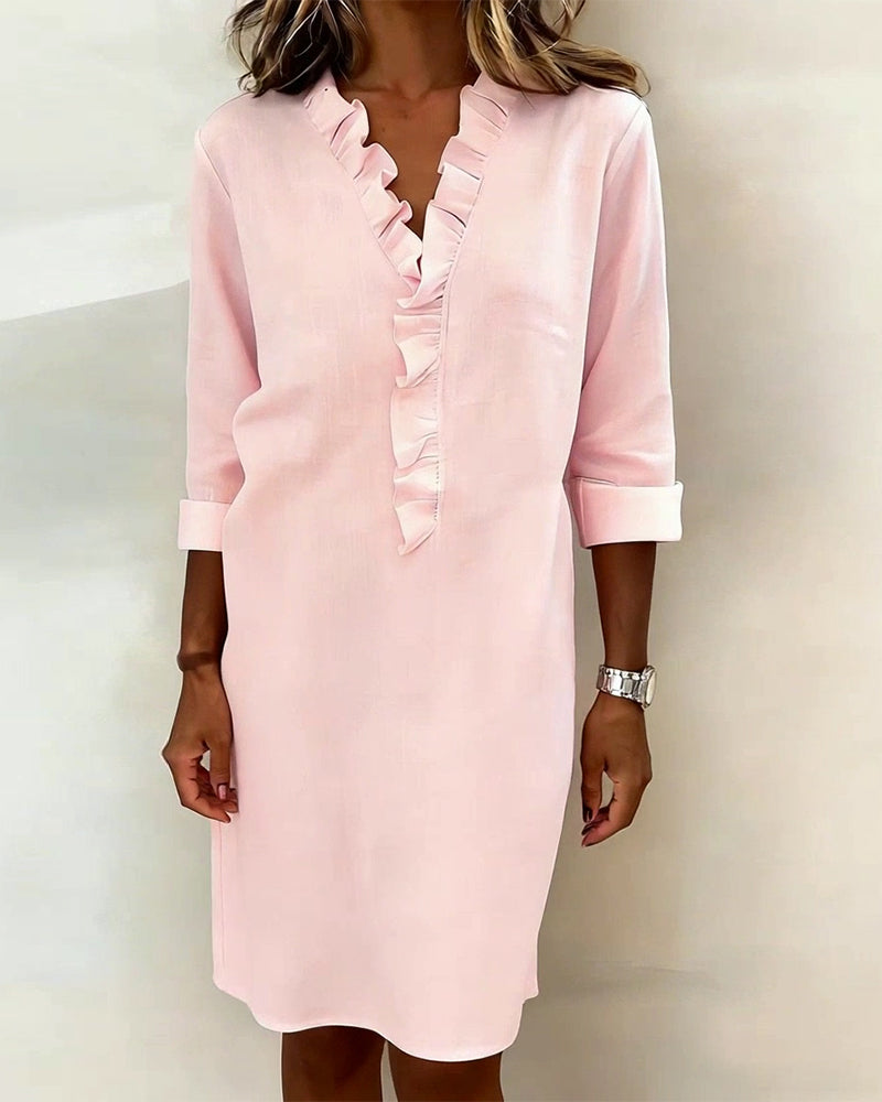 Robe femme coton lin respirante manches longues – Image 7