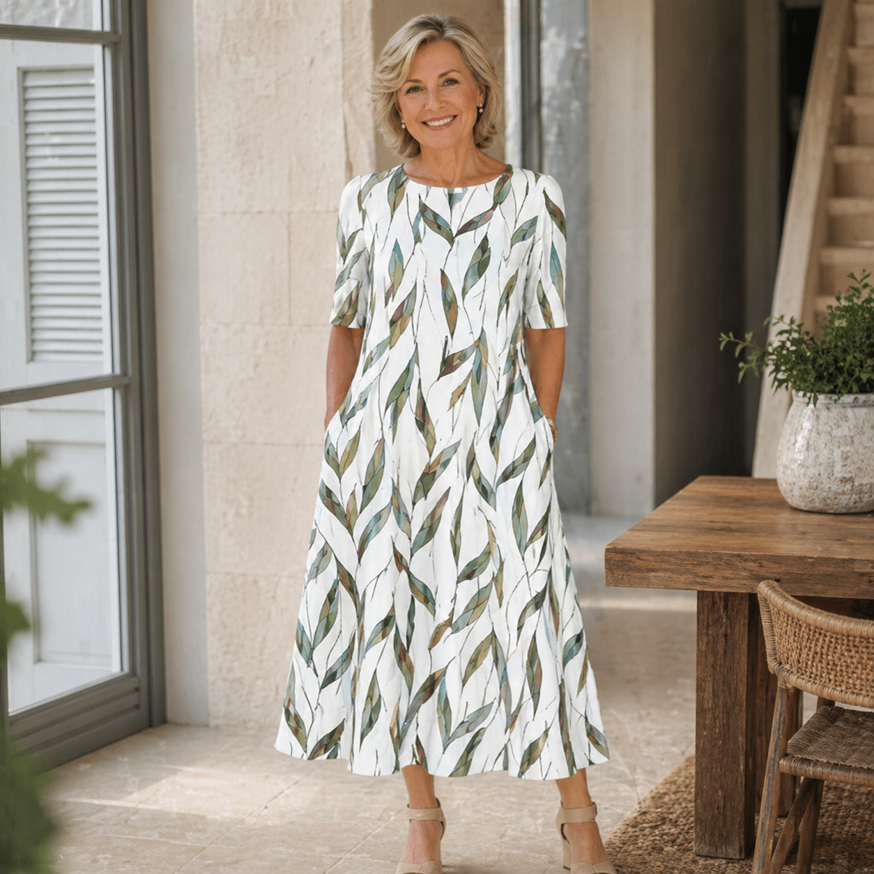 Robe femme coupe flatteuse taille haute tissu respirant – Image 2
