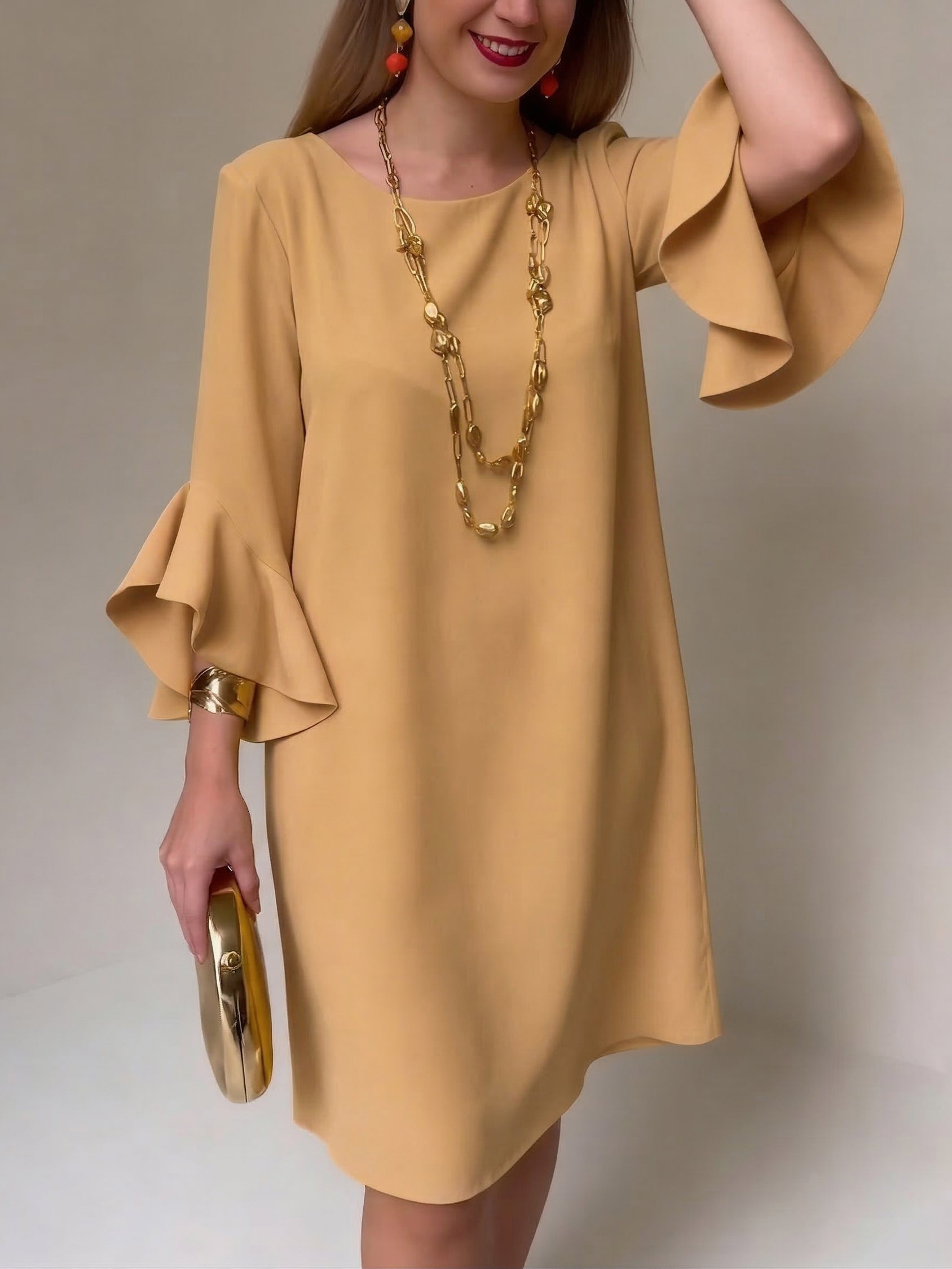 Robe Femme Respirante Col Rond Manches 3/4 Été – Image 3