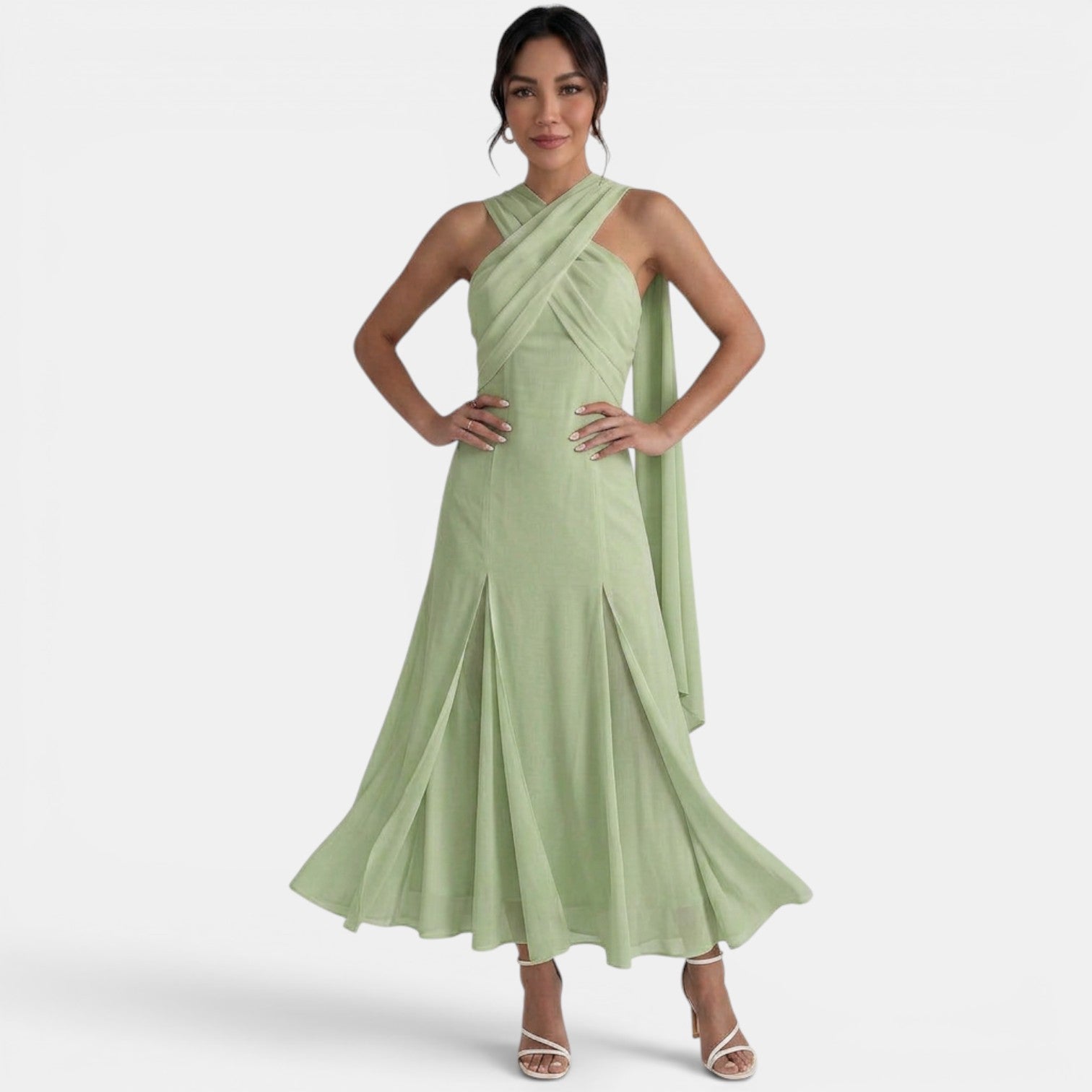 Robe longue femme en gaze coupe slim élégante – Image 2