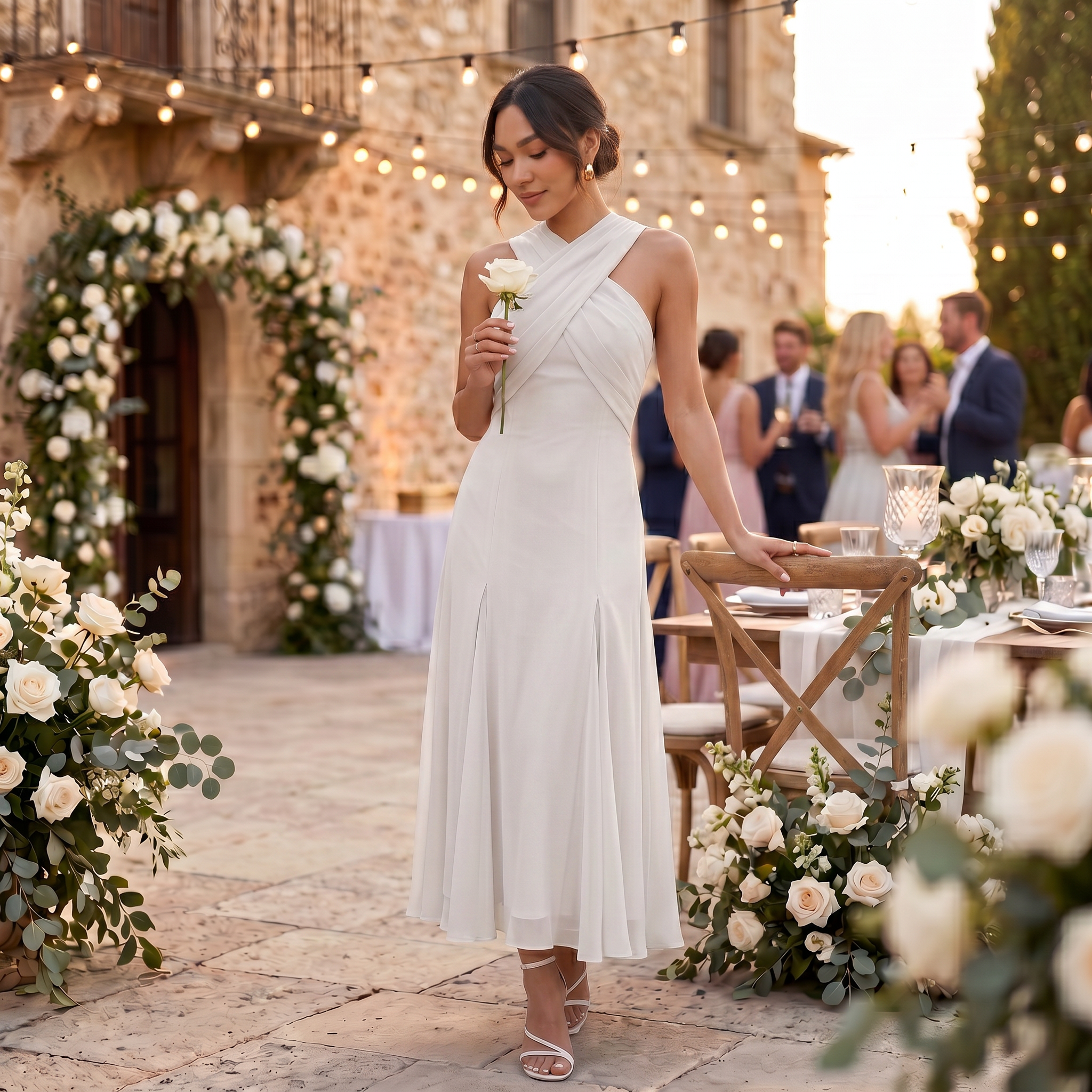 Robe longue femme en gaze coupe slim élégante – Image 6