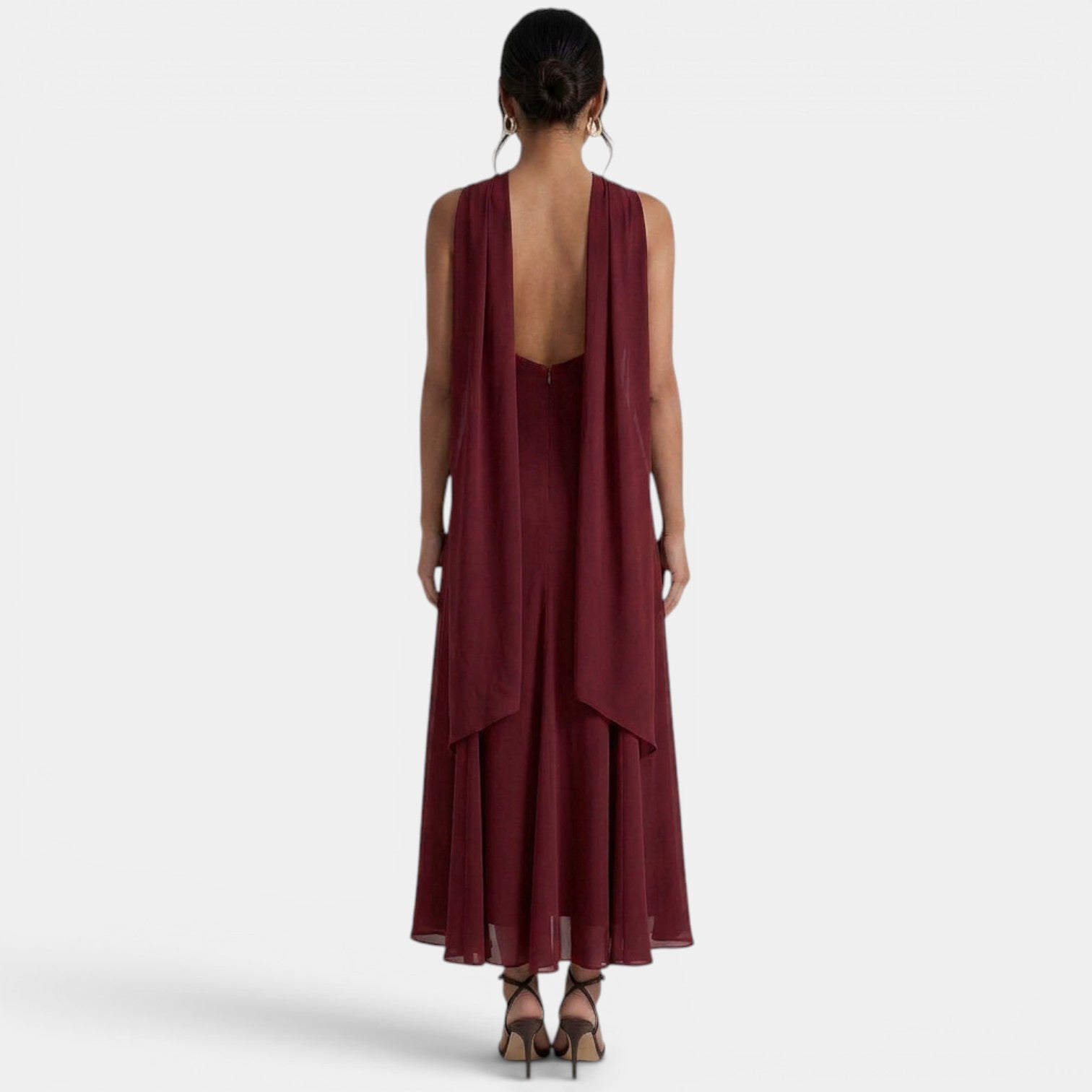 Robe longue femme en gaze coupe slim élégante – Image 8