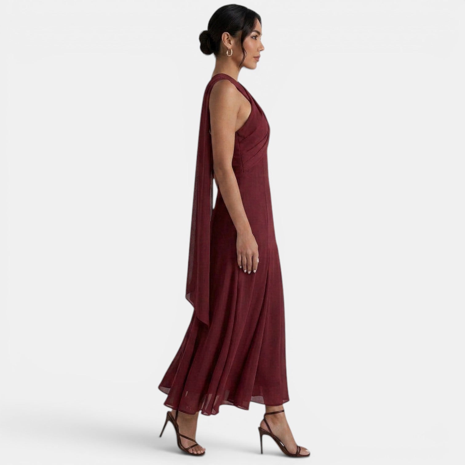 Robe longue femme en gaze coupe slim élégante – Image 7