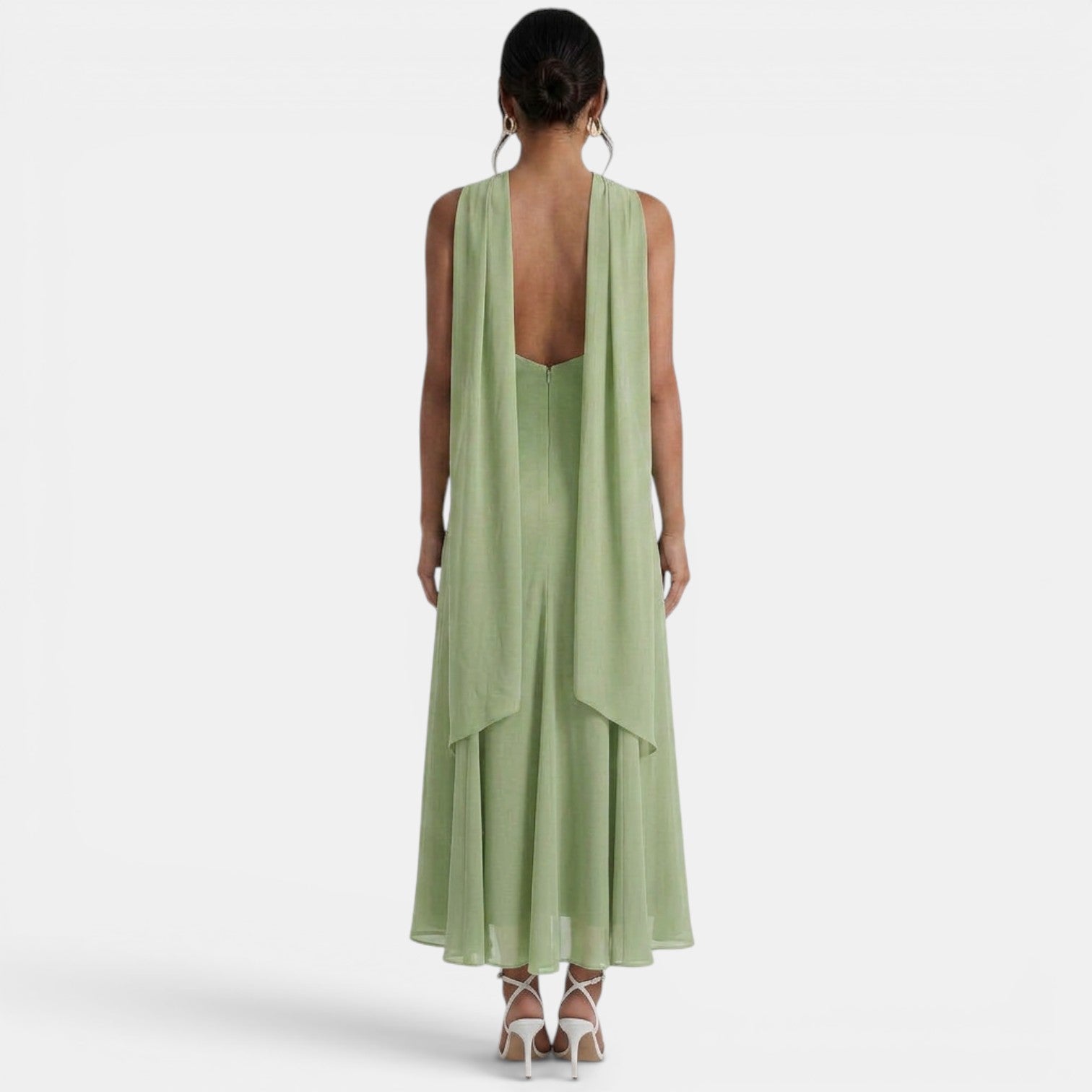 Robe longue femme en gaze coupe slim élégante – Image 11