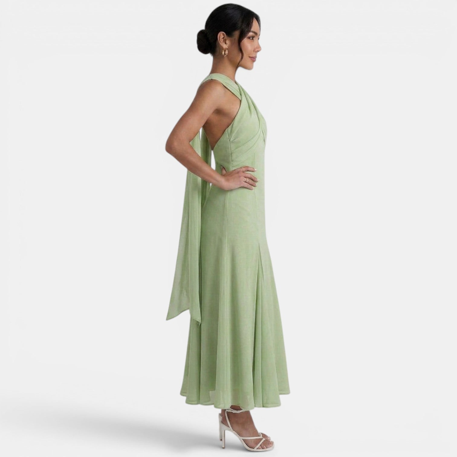 Robe longue femme en gaze coupe slim élégante – Image 10
