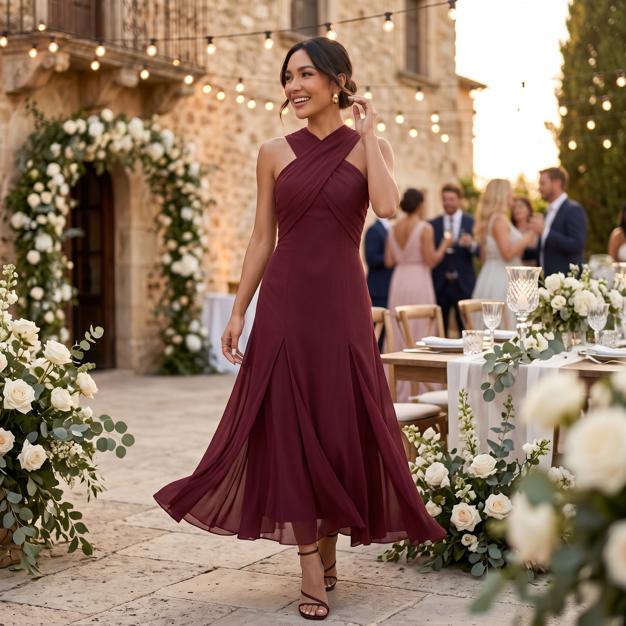 Robe longue femme en gaze coupe slim élégante – Image 9