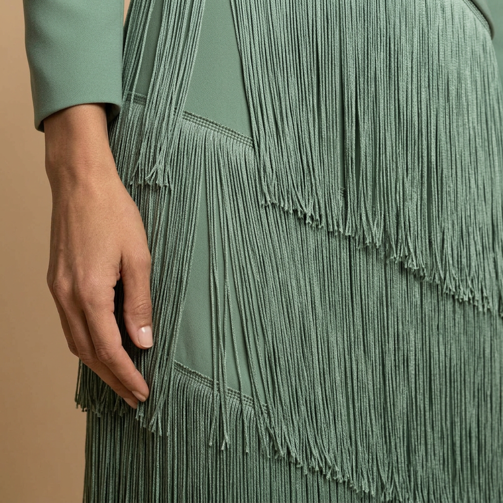 Robe de soirée femme franges étagées mouvement fluide – Image 7