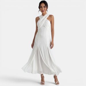 Robe longue femme en gaze coupe slim élégante