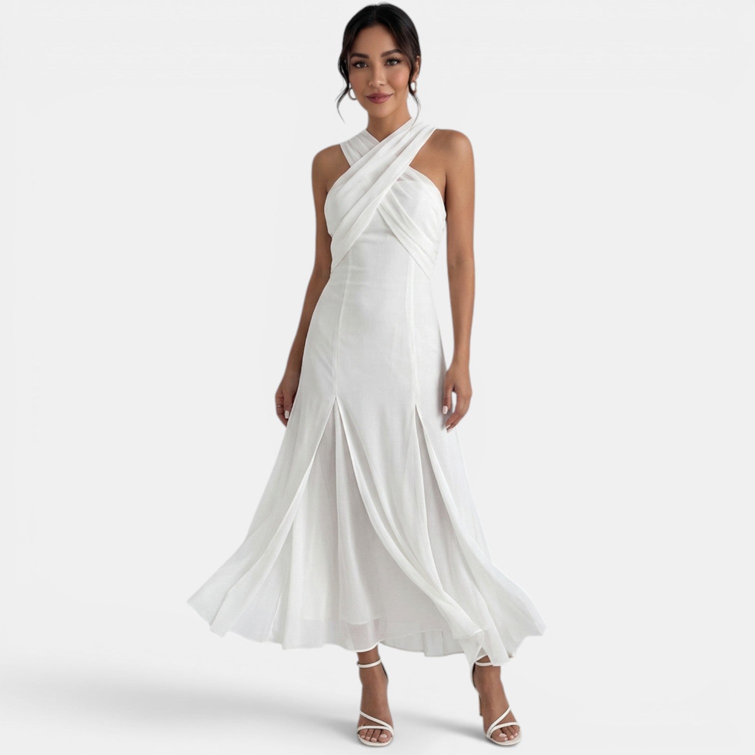 Robe longue femme en gaze coupe slim élégante