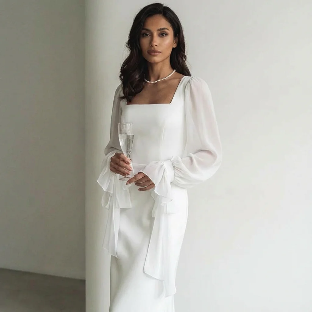 Robe femme encolure carrée silhouette ajustée – Image 3