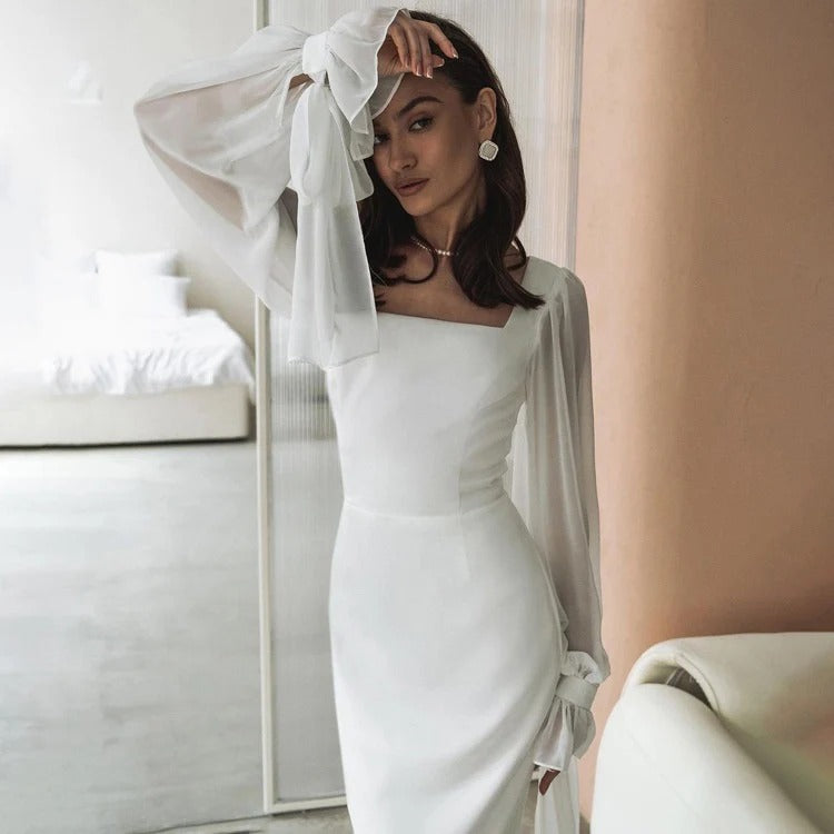 Robe femme encolure carrée silhouette ajustée – Image 4