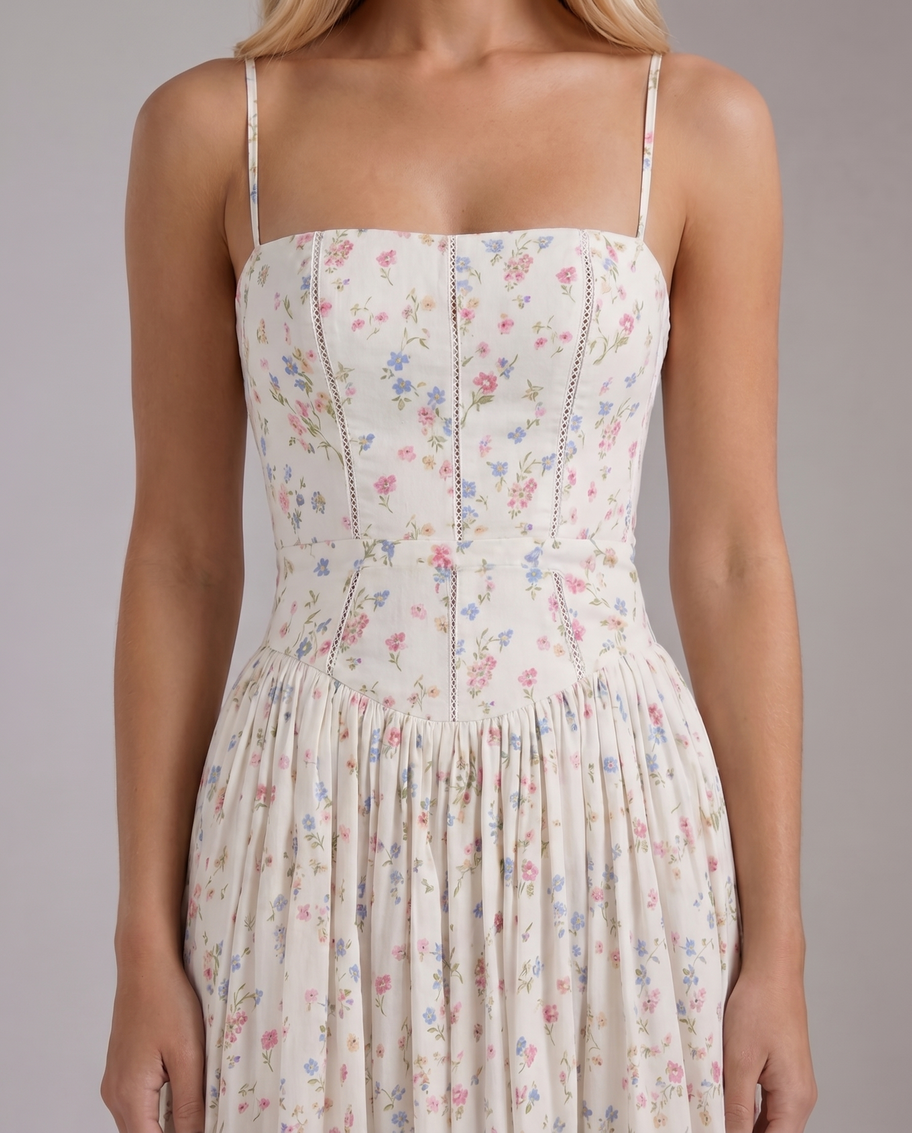 Robe midi femme décolleté droit bretelles fines – Image 5