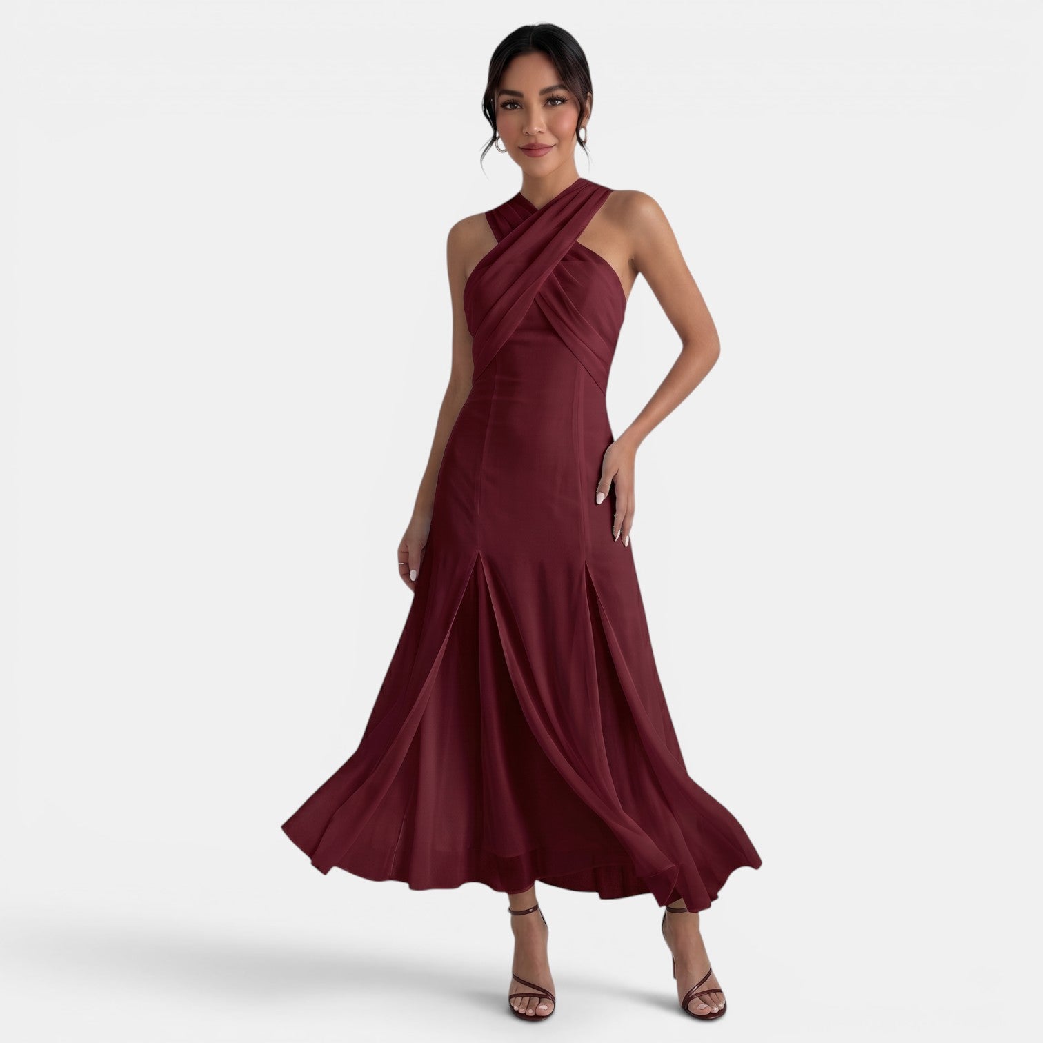 Robe longue femme en gaze coupe slim élégante – Image 3