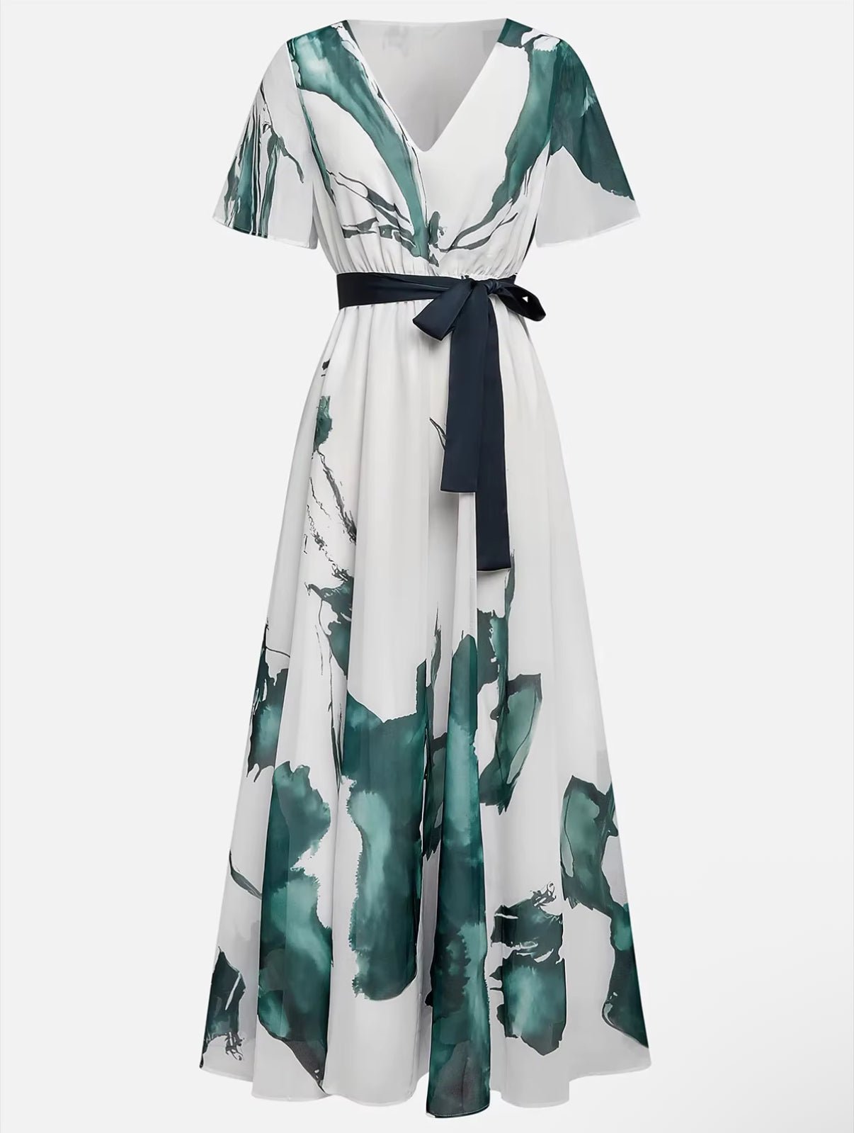 Robe femme encolure V ceinture nouée tissu léger – Image 6
