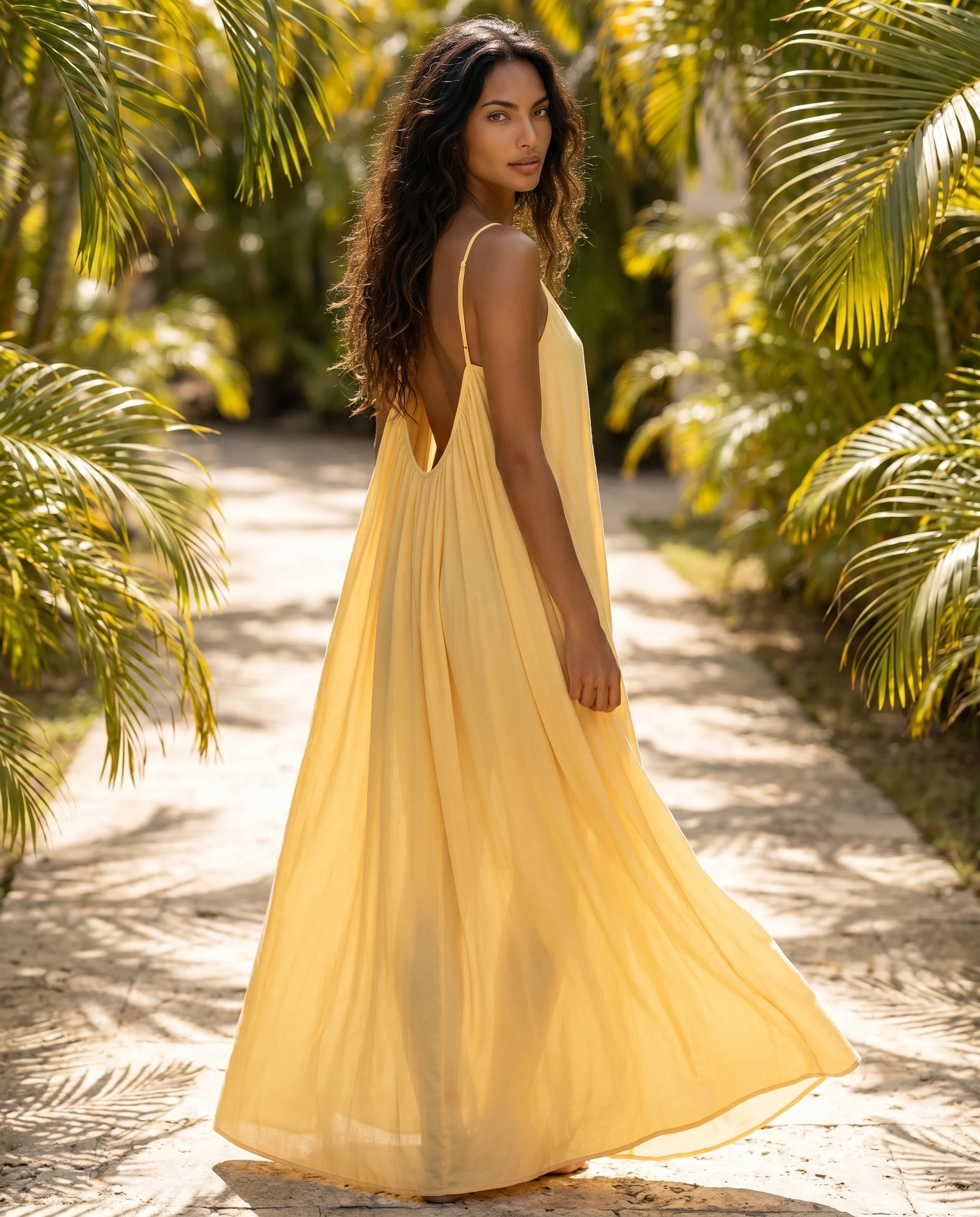 Robe femme dos nu lien à nouer doublée été – Image 4