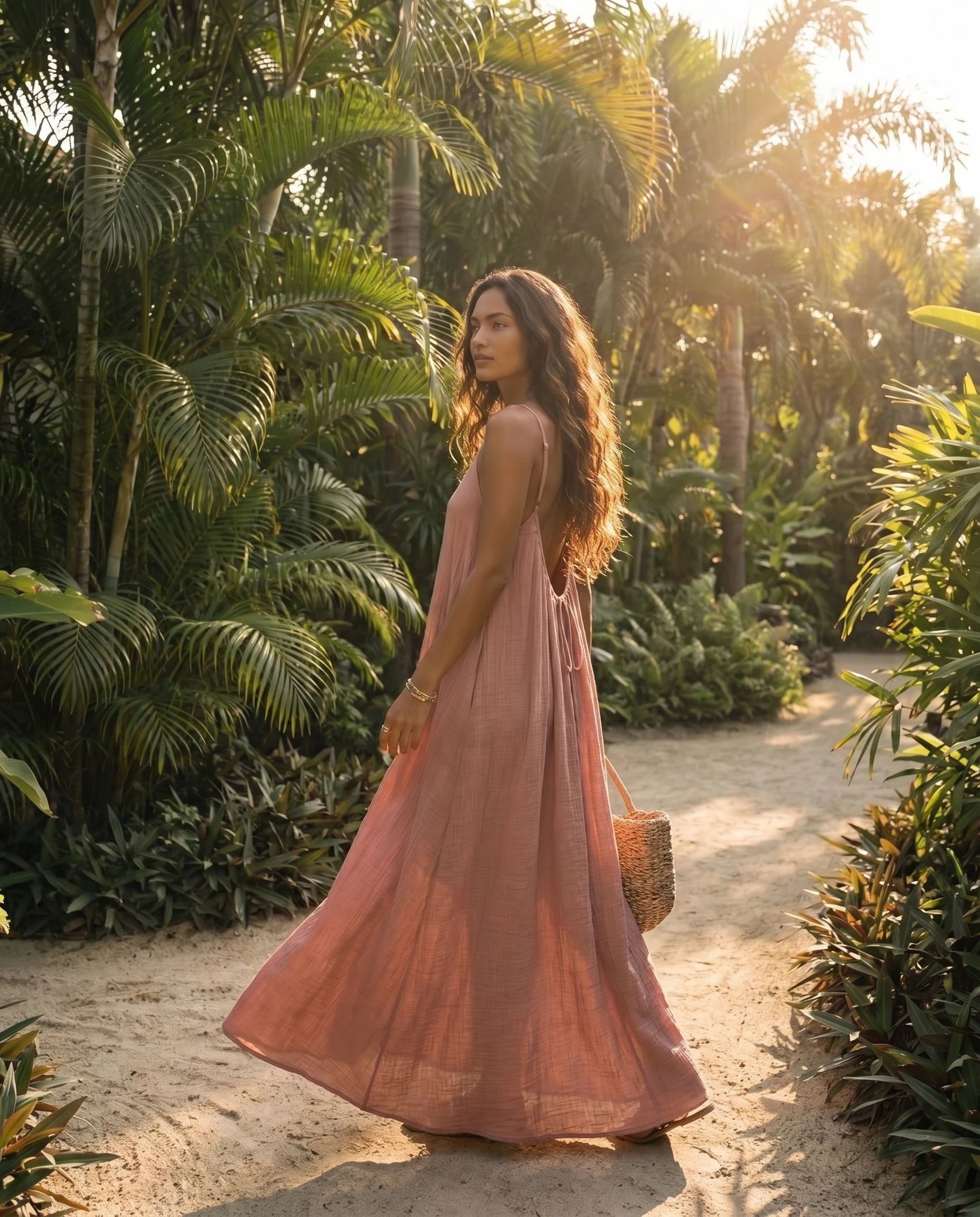 Robe femme dos nu lien à nouer doublée été – Image 16
