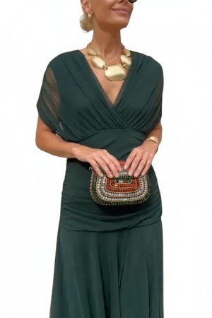 Robe femme soirée drapé fluide silhouette flatteuse