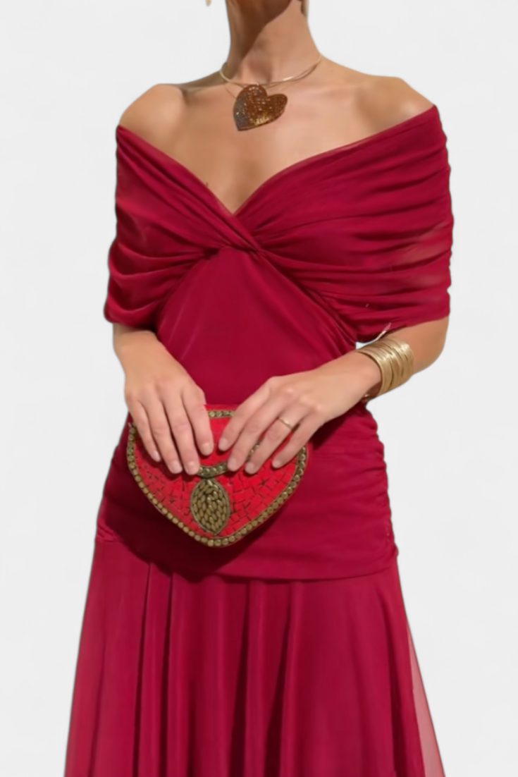 Robe femme soirée drapé fluide silhouette flatteuse – Image 4