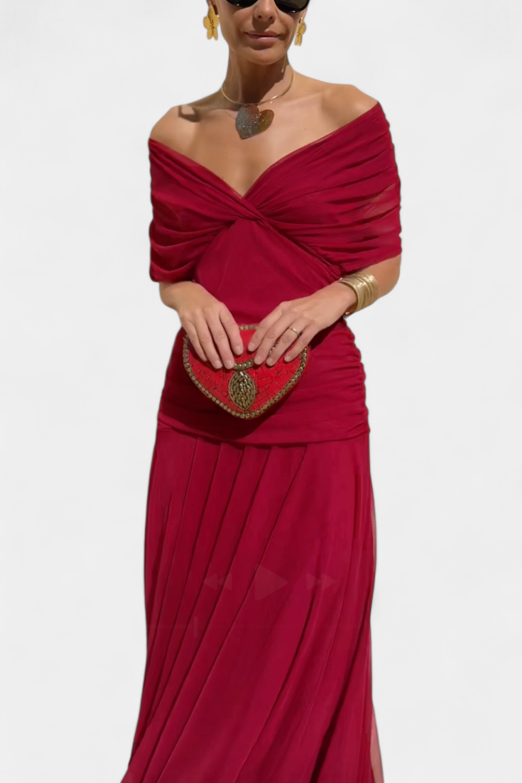 Robe femme soirée drapé fluide silhouette flatteuse – Image 13